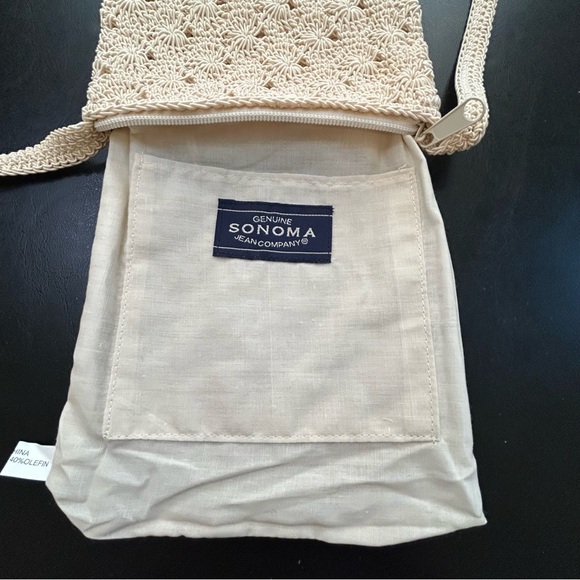 Sonoma Cream Crochet Crossbody/Shoulder Bag 6" Width 7" Height 21" Strap Length - Picture 10 of 15